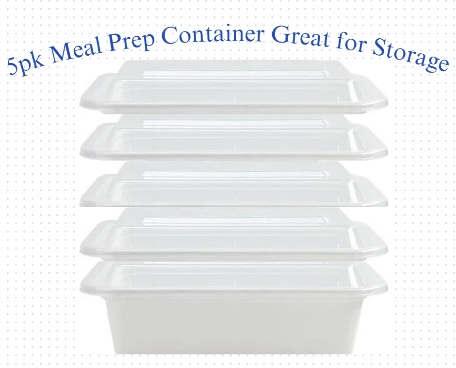 5pk Food Meal Prep Containers w/ Lids (Great for Storing Prepared Food)