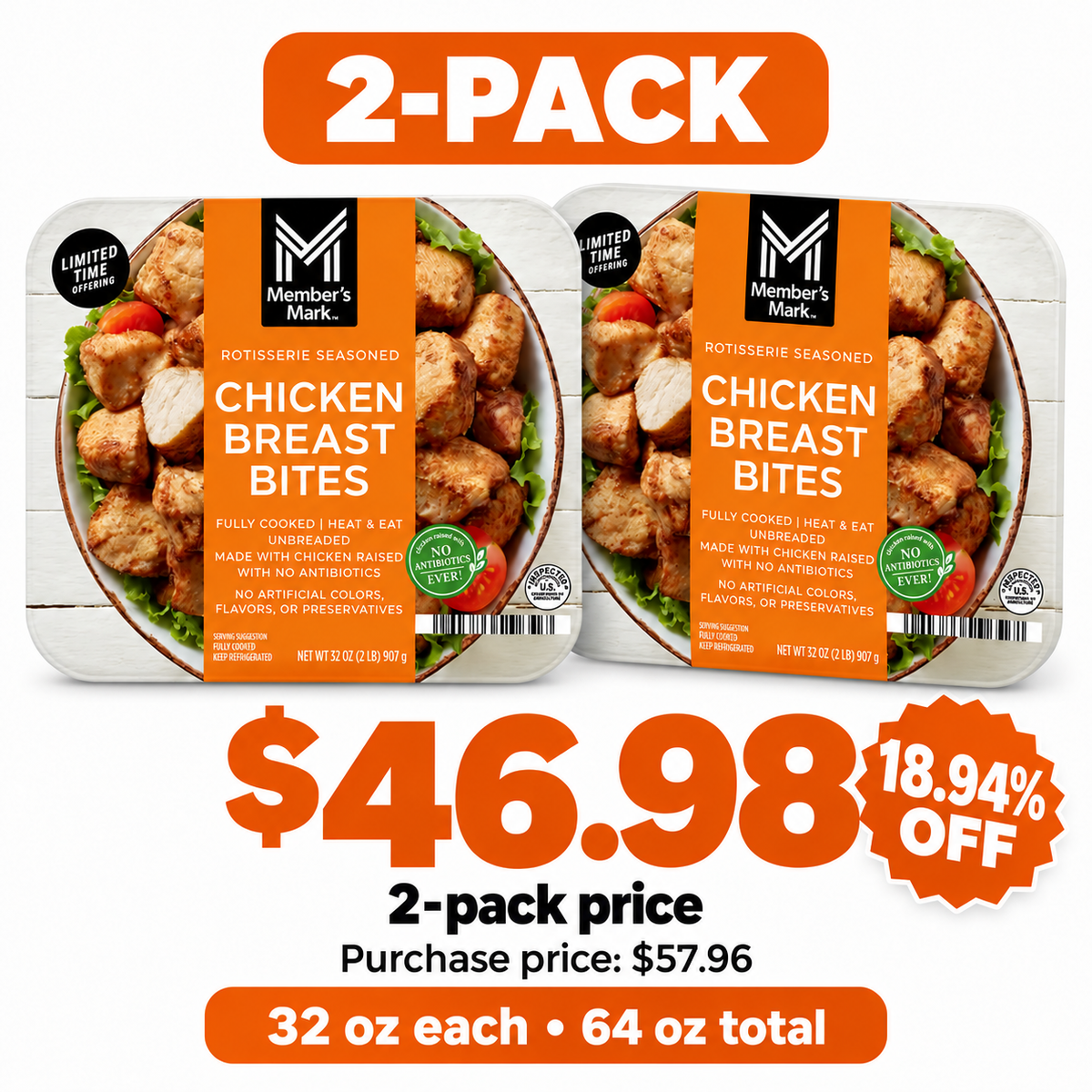 2pk Rotisserie Chicken Bits (Great Value Buy)