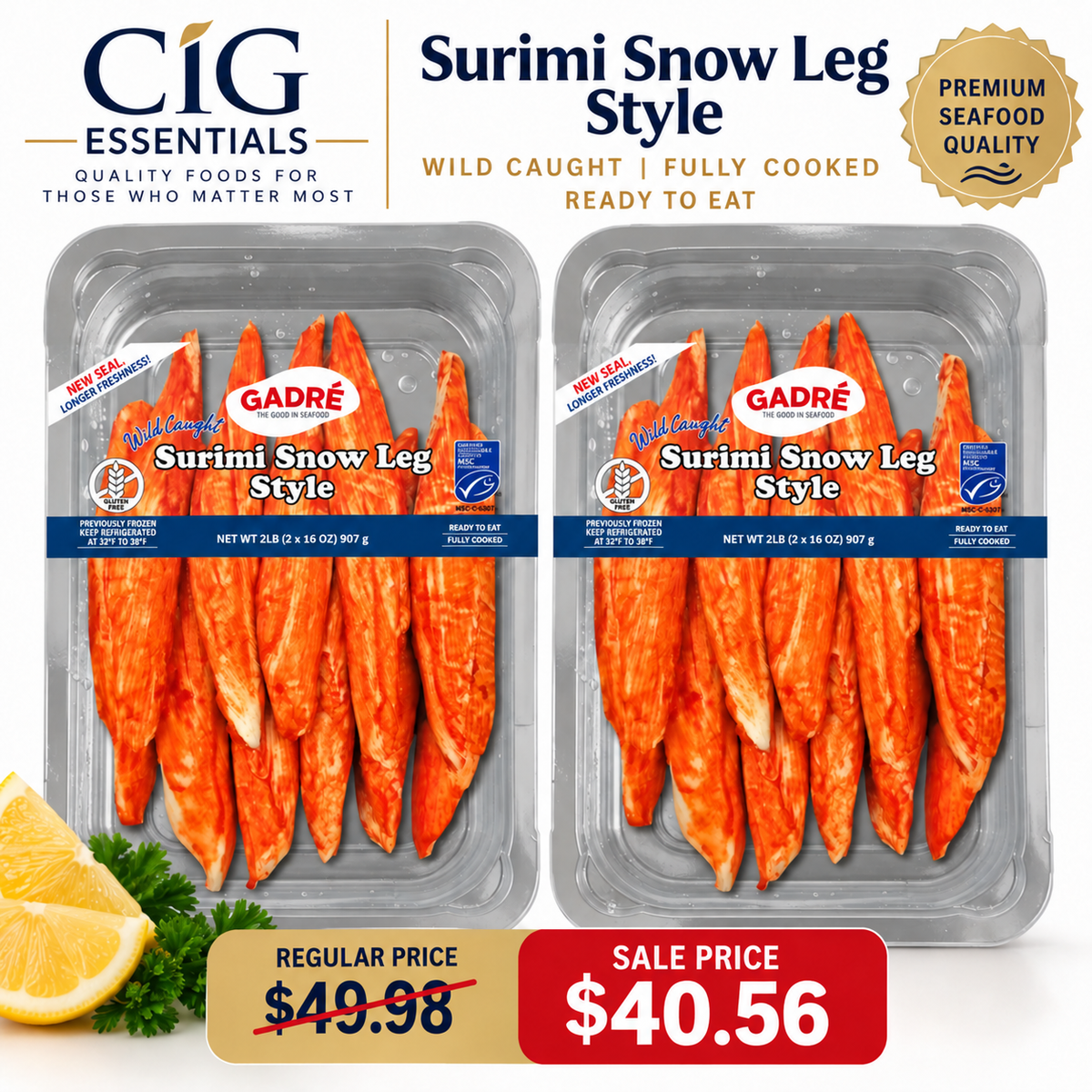 Wild Caught Surimi Snow Leg 2pk. $10.14 Per Pound (Great Value Buy)
