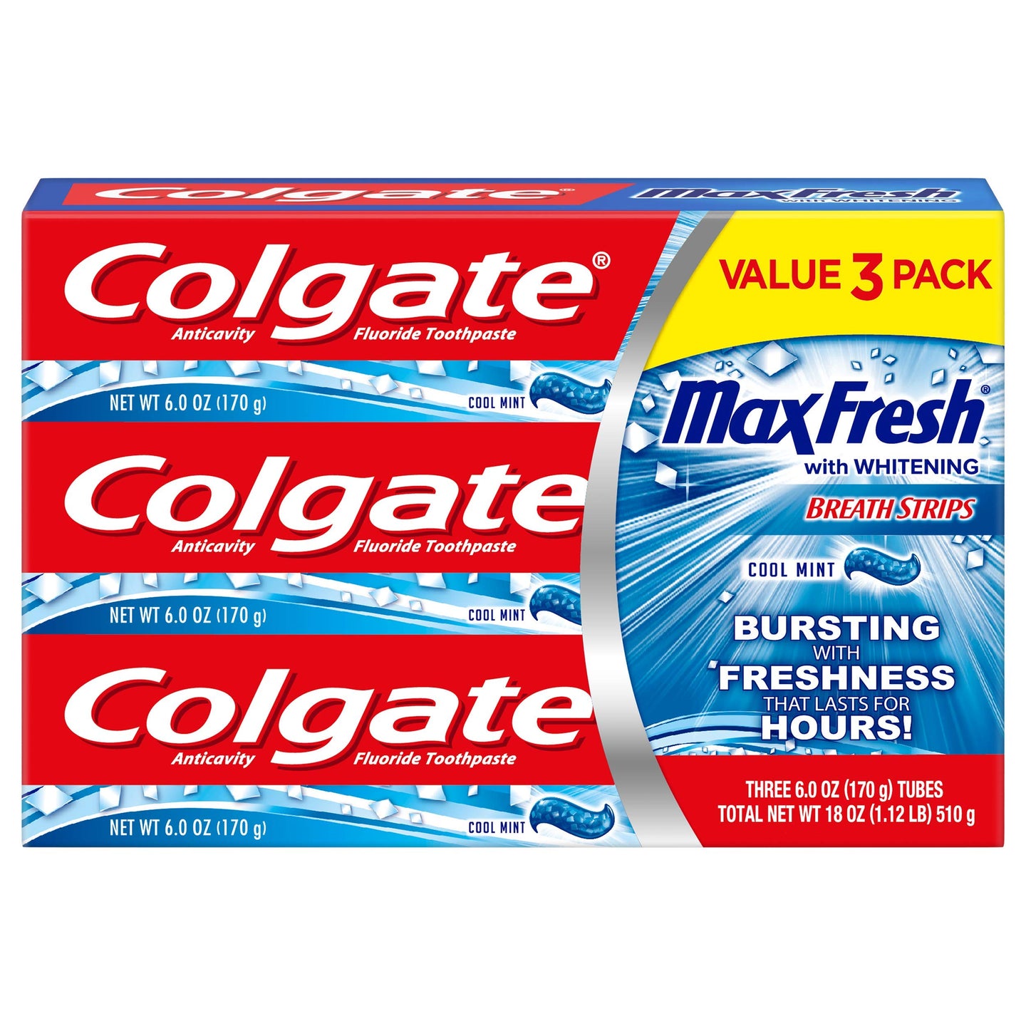 Colgate MaxFresh w/ Whitening and Mini Breath Strips 3pk/$4.98 each (Great Value Buy)