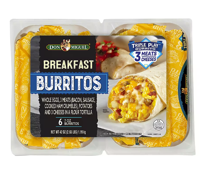 6 Full Size Breakfast Burritos $4.49 each (Great value Buy)