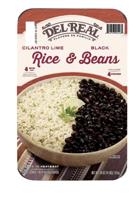 Del Real Cilantro Lime Rice and Black Beans four pouches
