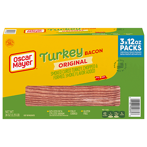 Oscay Mayer Fully Cooked Turkey Bacon 3/12 oz. Packs (Great Value Buy)