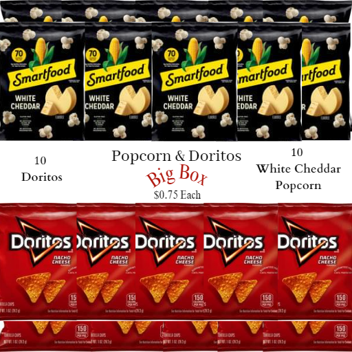 Popcorn and Doritos Assortment Big Box 20pk/$0.73 each (Great Value Buy)
