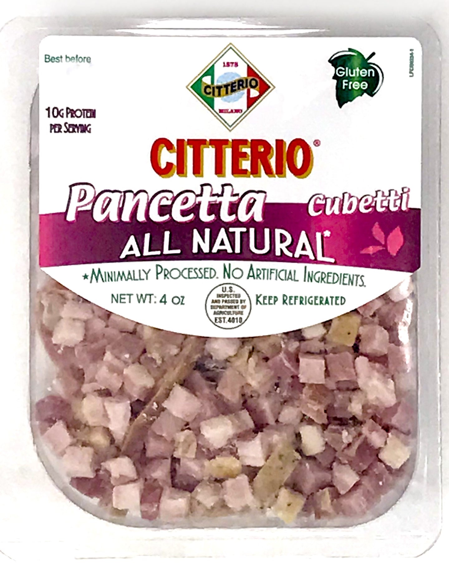 Citterio Premium Uncured All Natural Pancetta (Cubed and Ready to Eat)