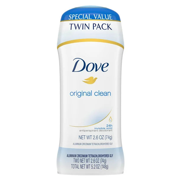 Dove Original Clean All Day Sweat & Odor Protection Antiperspirant Deodorant 2.6 oz Twin Pack