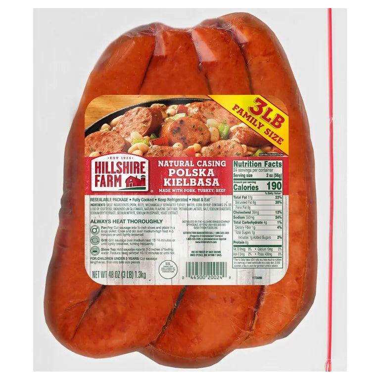 Hillshire Farms Polska Kielbasa Sausage 3lbs. Family Pack (Great Monthly Value Buy)