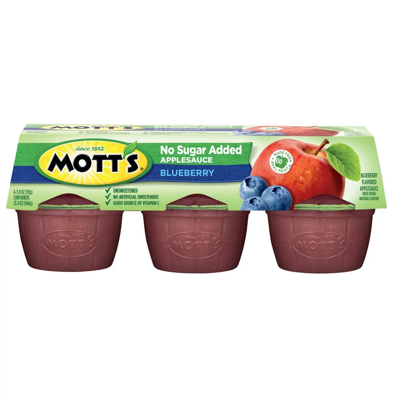 Mott's No Added Sugar Blueberry Applesauce 6ct