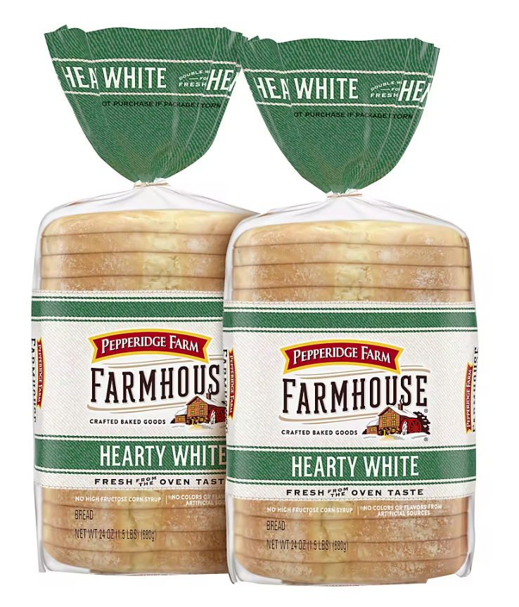 2pk Pepperidge Farm Farmhouse Hearty White Bread