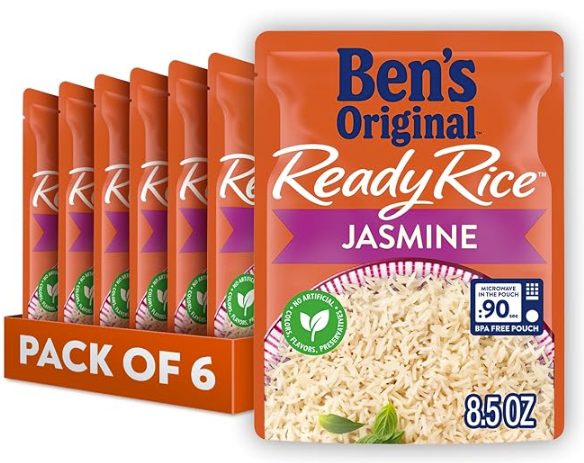 BEN'S ORIGINAL Ready Rice Jasmine Rice, Easy Dinner Side, 8.5 OZ Pouch (Pack of 6)