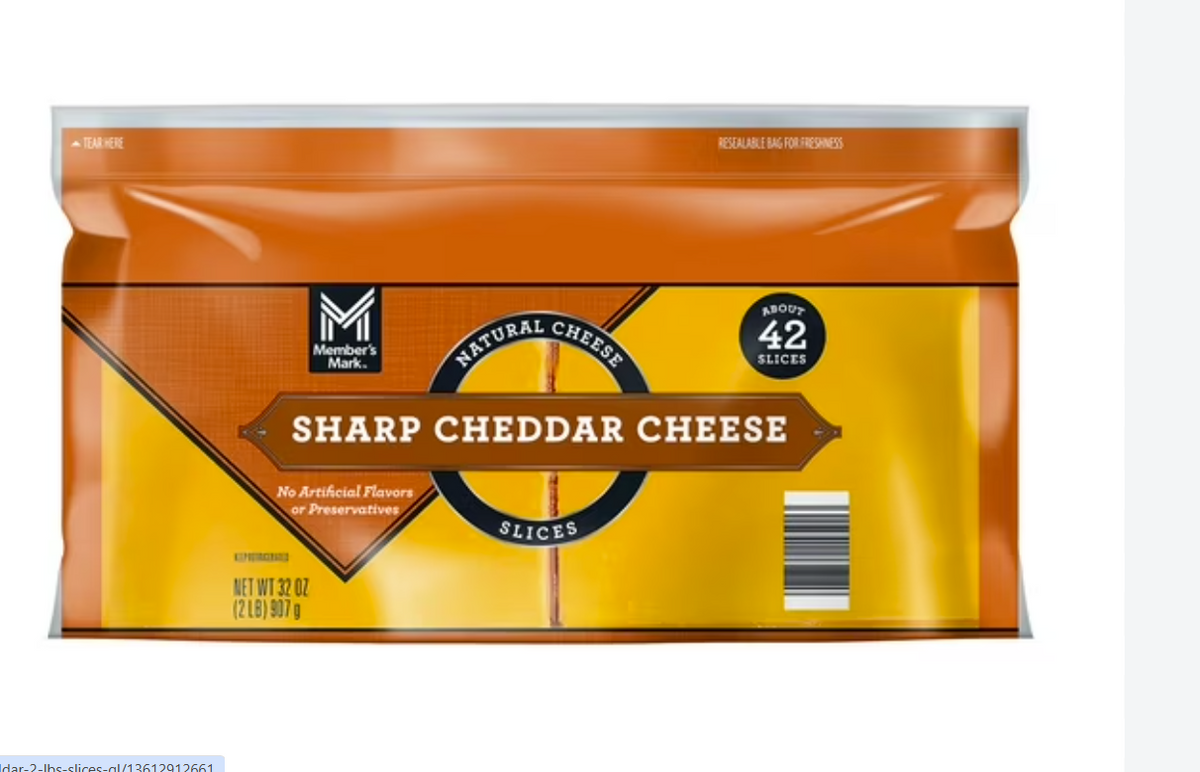 Sharp Cheddar Cheese Slices, 2 lbs. (about 42 slices)