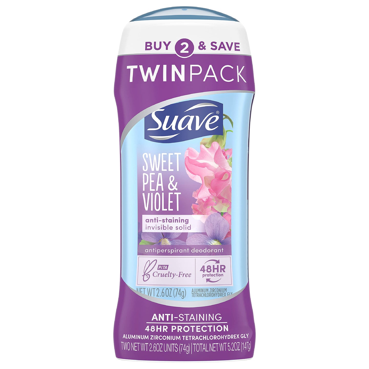 Suave Sweet Pea and Violet Deodorant 2pk