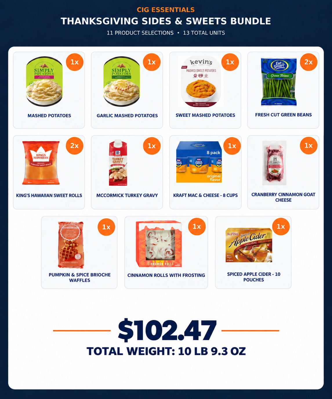 Thanksgiving Sides and Sweets Bundle — Revised with price $102.47 and total product weight