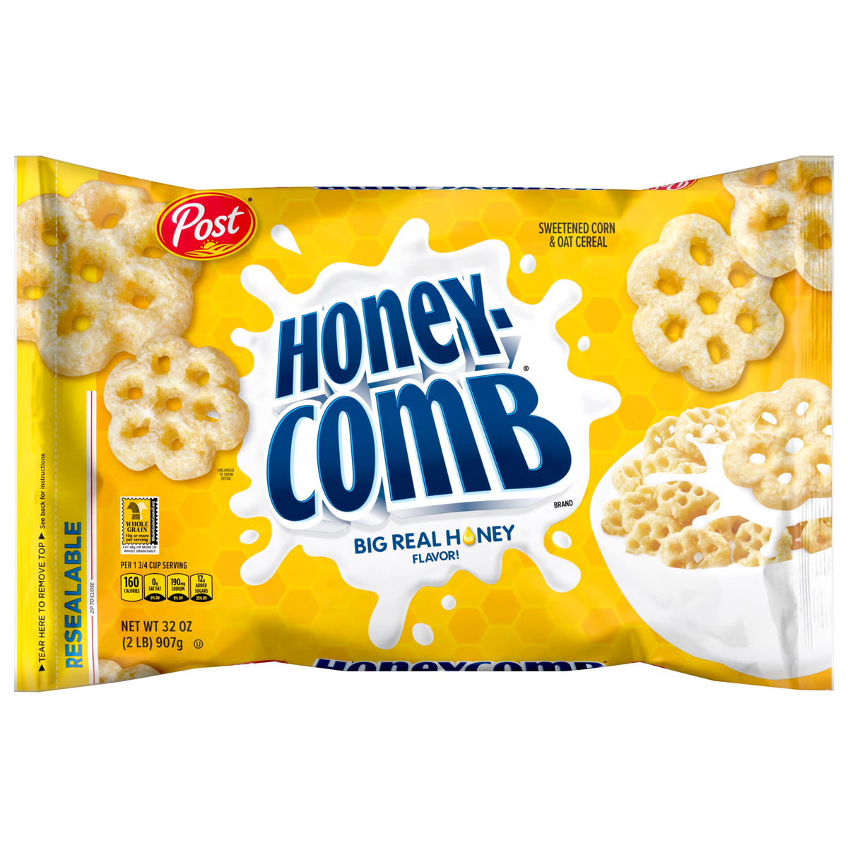 Post Honeycomb Cereal, Made with Real Honey, 32 oz Bag