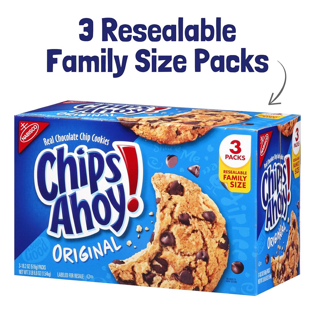 Nabisco Chips Ahoy Cookies, 3 Family Size Packs $5.83 each (Great Value Buy)