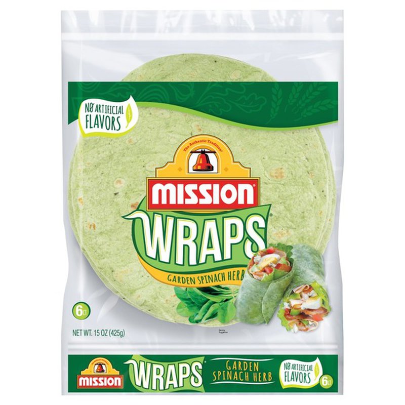 Mission Garden Spinach Herb Wraps, 6 Count
