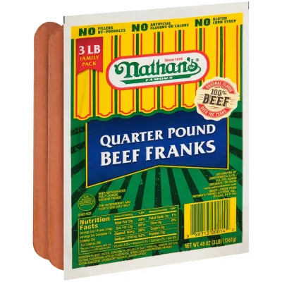 Nathan's Famous Quarter Pound Beef Franks (Great Value Buy) Family Size