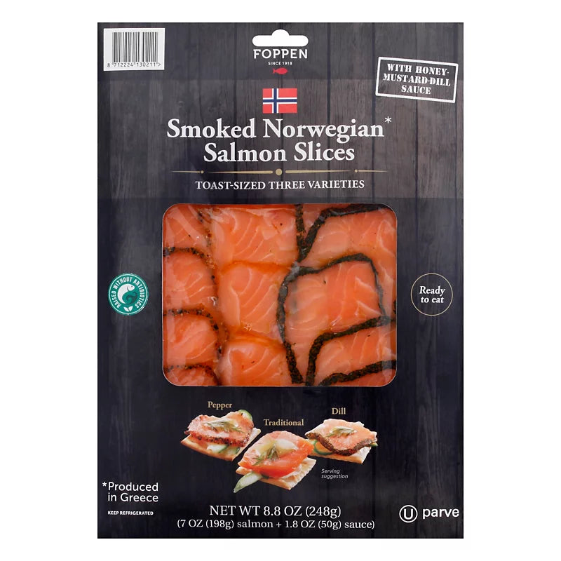 Smoked Norwegian Salmon Slices Trio Variety Pack (Premium Item)