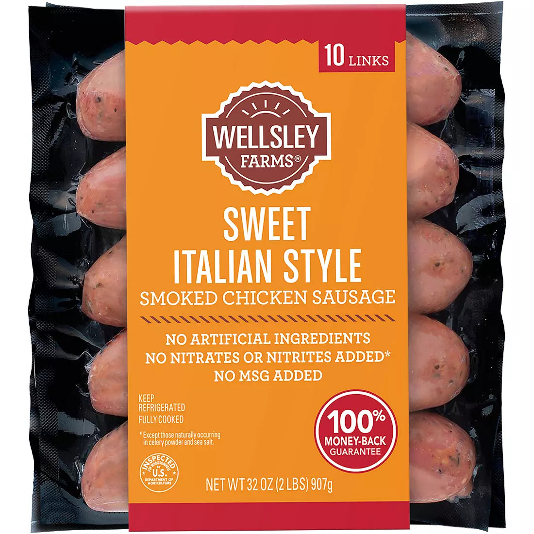 Sweet Italian Smoked Chicken Sausage 10pk. Value Pack (Great Value Buy)