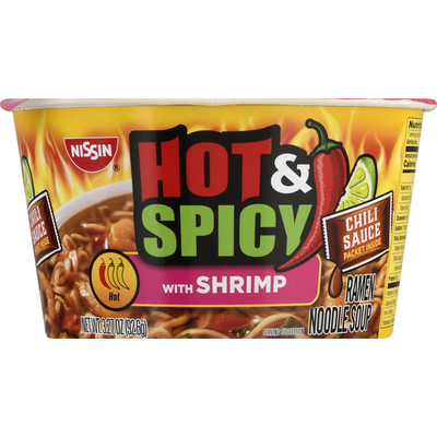 Nissin Ramen Noodle Soup Hot and Spicy with Shrimp